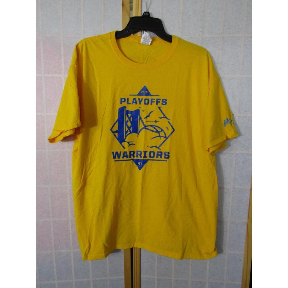Oakland Warriors 2019 Playoffs Yellow 100 T-Shirt Mens